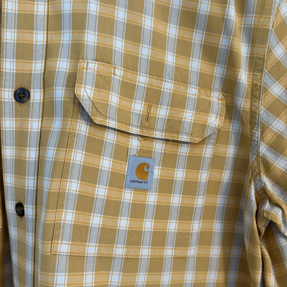 Carhartt Shirt Mens Medium Loose Fit Plaid Button Down Short Sleeve Large - Picture 3 of 4